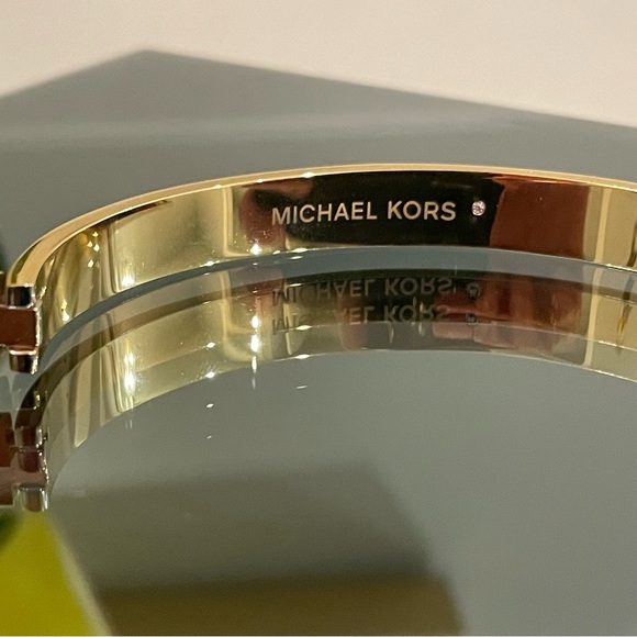 Michael Kors MK Logo Gold & Turquoise Enamel Bangle Bracelet MKJ7938710 + MK BOX - Picture 5 of 10